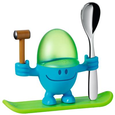 Coquetier McEgg avec cuillère, bleu/vert, 2 pièces