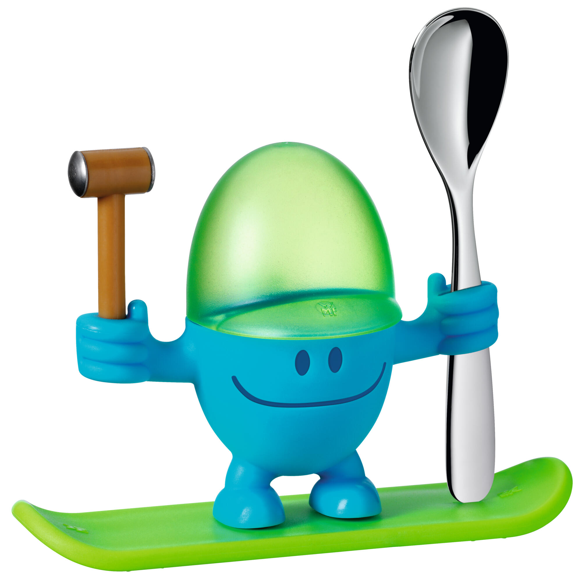 Coquetier McEgg avec cuillère, bleu/vert, 2 pièces