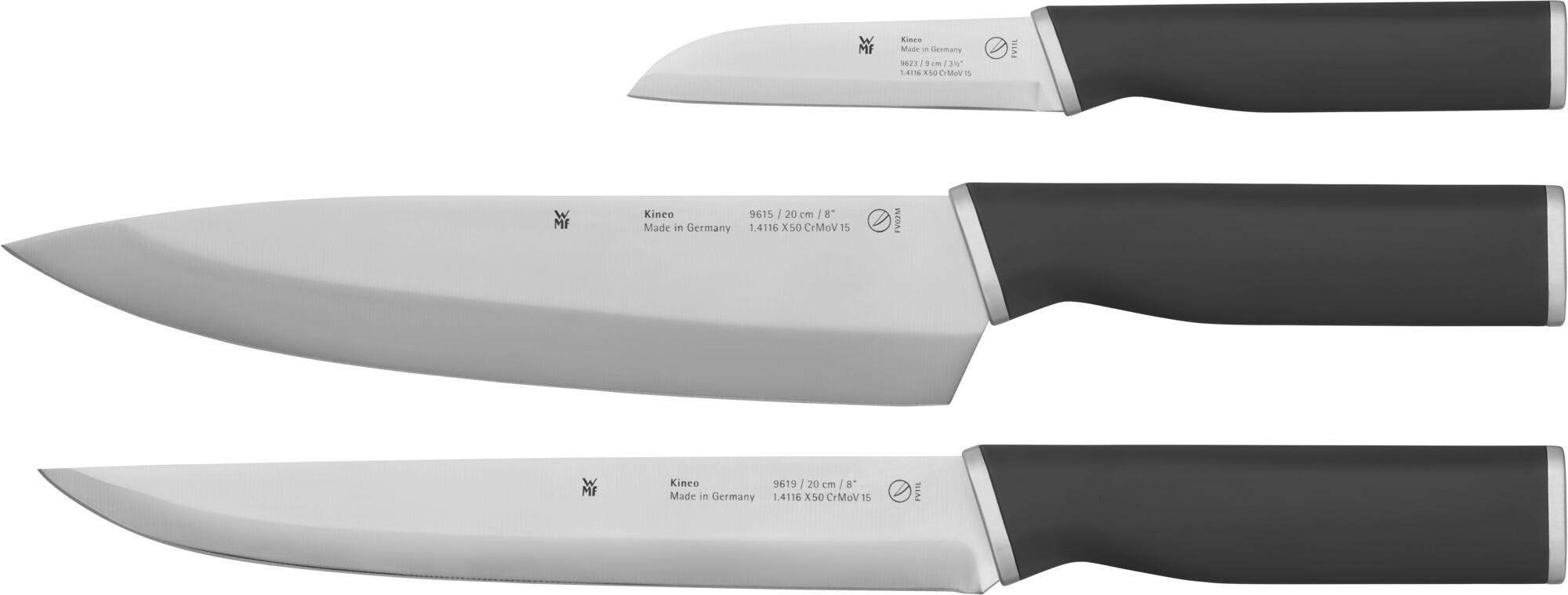 Kineo Set 3 couteaux* : Couteau de chef, Couteau à préparer, Couteau à légumes